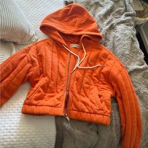 Urban outfitters orange teddy cropped jacket!